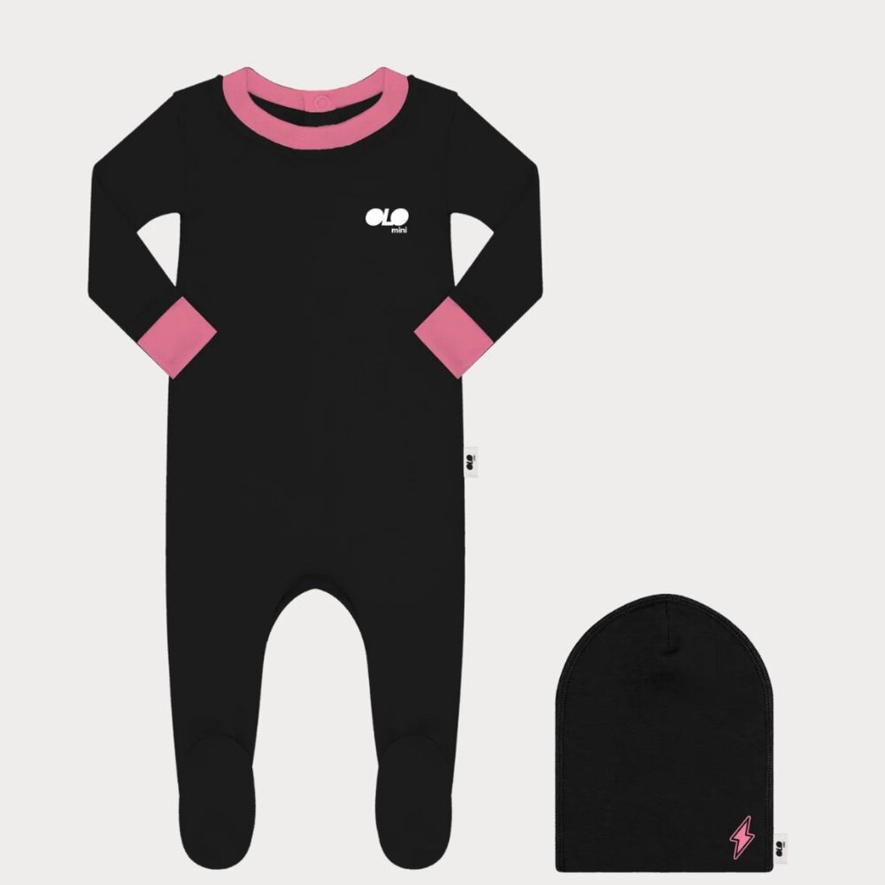 OLO BLAZE FOOTIE BEANIE SET PINK